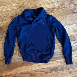 Ralph Lauren Navy Shawl Collar Cotton Sweater - Women's